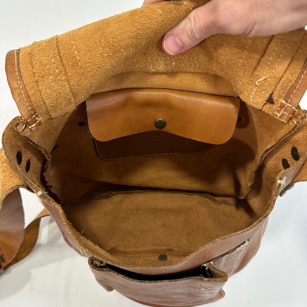Patricia Nash Italian Leather Saddle Crossbody Women Medium Tan Buckle | Boho - Picture 8 of 15